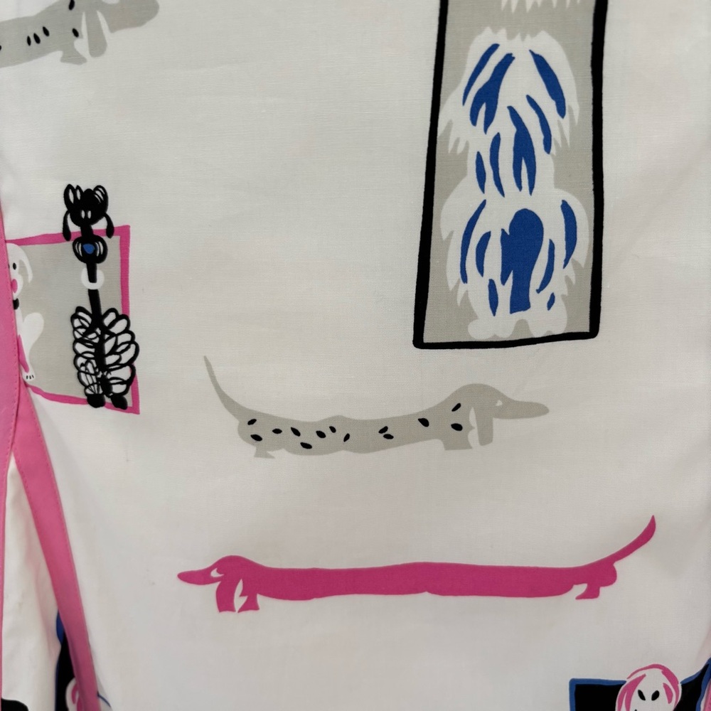 itw By Claude Brown Whimsical Dog Print Skirt Cotton Pink Black A-Line 10 - Picture 3 of 8